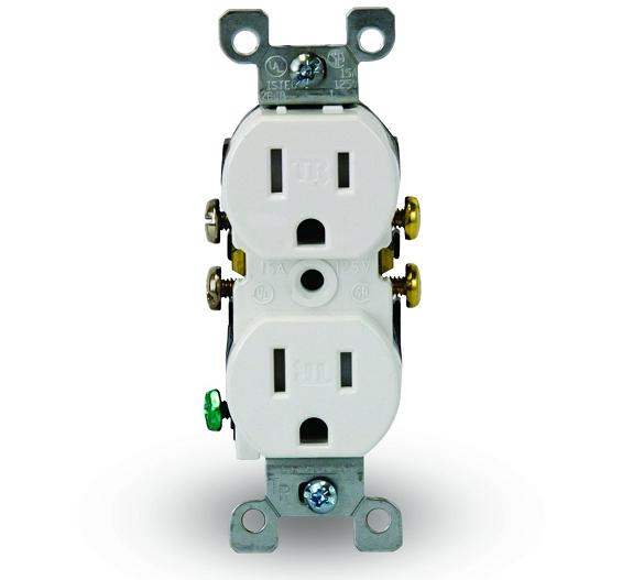Leviton T5320-W Tamper Resistant Duplex Receptacle, 15A, 125V, White Leviton T5320-W