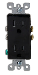 Leviton T5325-E Tamper Resistant Decora Receptacle, 15A, 125V, Black Leviton T5325-E