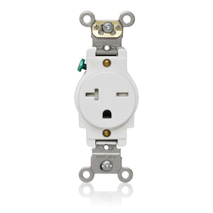 Leviton T5461-W Single Receptacle Outlet, 20A, 250V, Tamper Leviton T5461-W