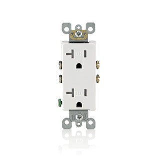 Leviton T5825-E Tamper Resistant Duplex Receptacle, 20A, 125V, Black Leviton T5825-E