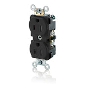 Leviton TBR15-E 15 Amp Duplex Receptacle, 125V, 5-15R, Comm Grade, Back/Side Leviton TBR15-E