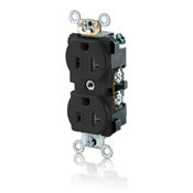 Leviton TBR20-E Tamper Resistant Duplex Receptacle, 20A, 125V, Black, 5-20R Leviton TBR20-E