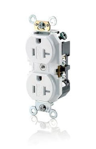 Leviton TBR20-W Tamper Resistant Duplex Receptacle, 20A, 125V, 5-20R, White Leviton TBR20-W