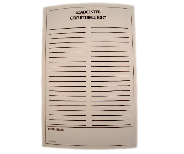 Eaton TCD Circuit Directory, Adhesive Backed Eaton TCD