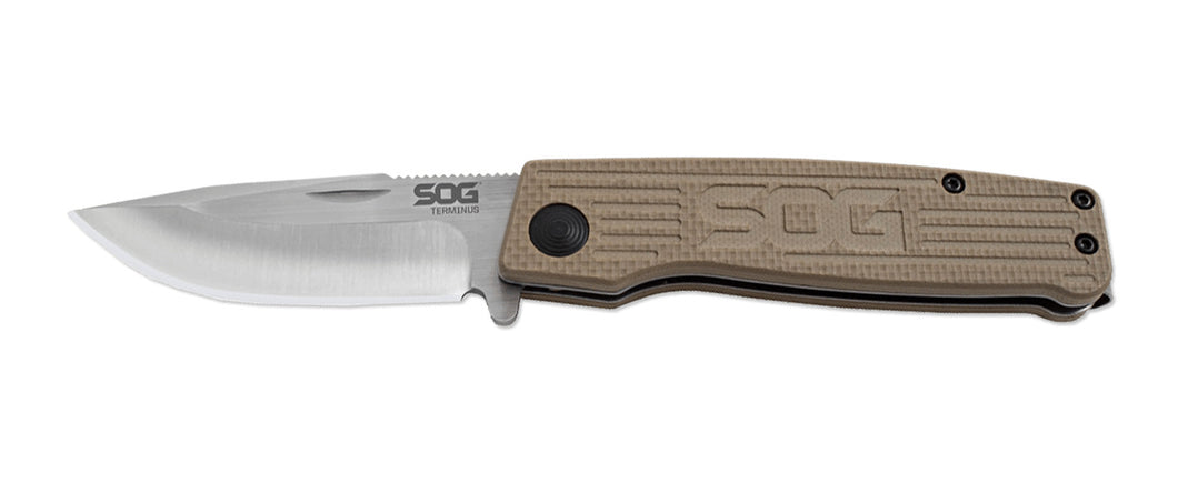 SOG Specialty Knives TM1001BX Terminus Satin Lockback Folding Knife SOG Specialty Knives TM1001BX
