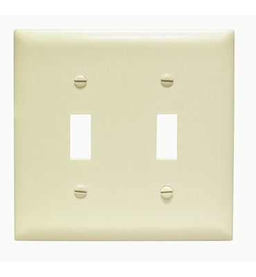Pass & Seymour TP2-I Toggle Switch Wallplate, 2-Gang, Ivory Nylon Pass & Seymour TP2-I