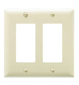 Pass & Seymour TP262-I Decora Wallplate, 2-Gang, Nylon, Ivory Pass & Seymour TP262-I
