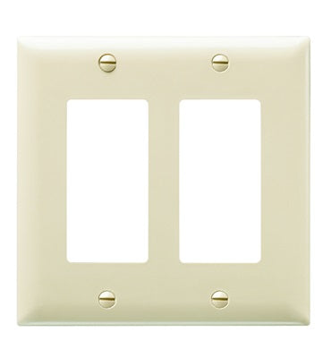 Pass & Seymour TP262-I Decora Wallplate, 2-Gang, Nylon, Ivory Pass & Seymour TP262-I