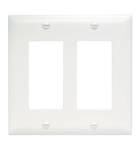 Pass & Seymour TP262-W Decora Wallplate, 2-Gang, Nylon, White Pass & Seymour TP262-W