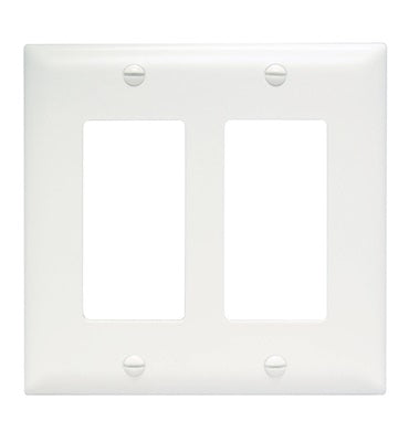 Pass & Seymour TP262-W Decora Wallplate, 2-Gang, Nylon, White Pass & Seymour TP262-W