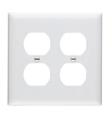 Pass & Seymour TP82-W Duplex Receptacle Wallplate, 2-Gang, Nylon, White Pass & Seymour TP82-W