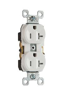 Pass & Seymour TR5352-W Tamper Resistant Duplex Receptacle, 20A, 125V, White Pass & Seymour TR5352-W