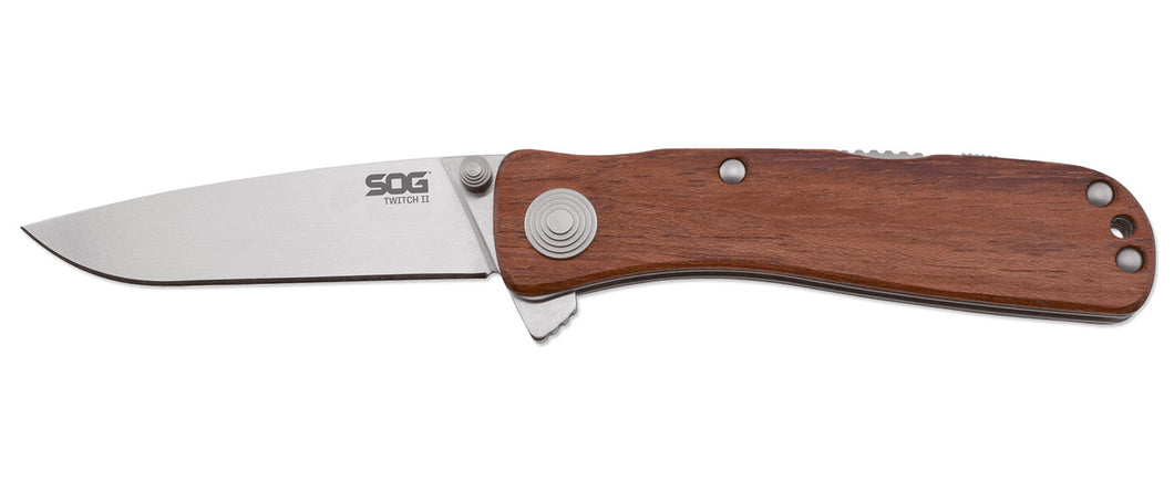 SOG Specialty Knives TWI17CP Twitch II Knife, Lockback, Wood Handle SOG Specialty Knives TWI17CP
