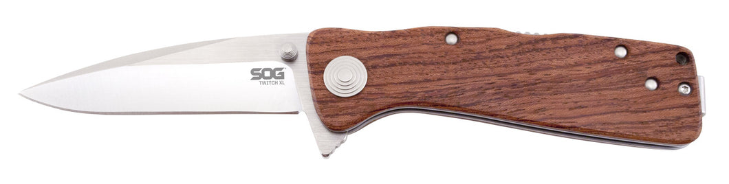 SOG Specialty Knives TWI24CP Twitch Xl Wood Handle Folding Knife SOG Specialty Knives TWI24CP