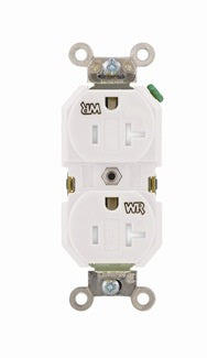 Leviton TWR20-W Tamper Resistant Duplex Receptacle, 20A, 125V, White, 5-20R Leviton TWR20-W