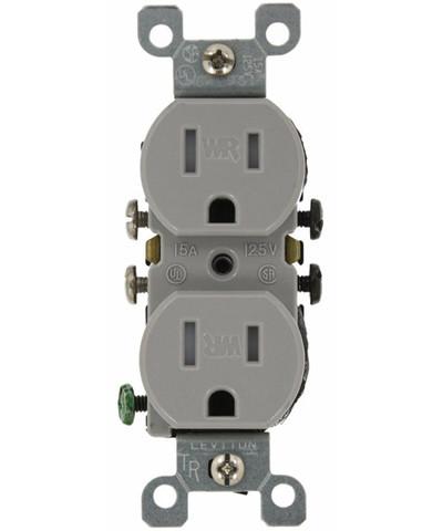Leviton W5320-T0G Tamper/Weather Resistant Duplex Receptacle, 15A, 125V, Gray Leviton W5320-T0G
