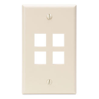 ON-Q WP3404-WH Wall Plate, 1-Gang, 4-Port, White ON-Q WP3404-WH